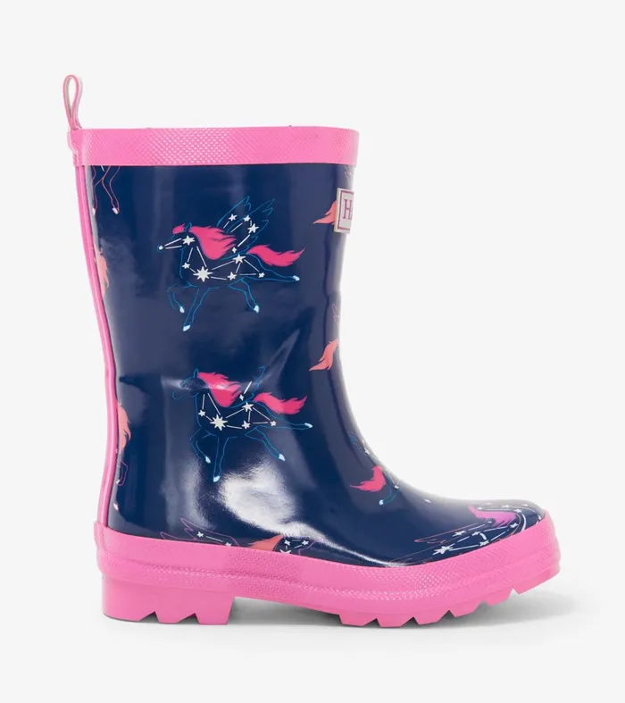 Hatley Rainwear Girls Unicorn Constellations Shiny Rain Boots