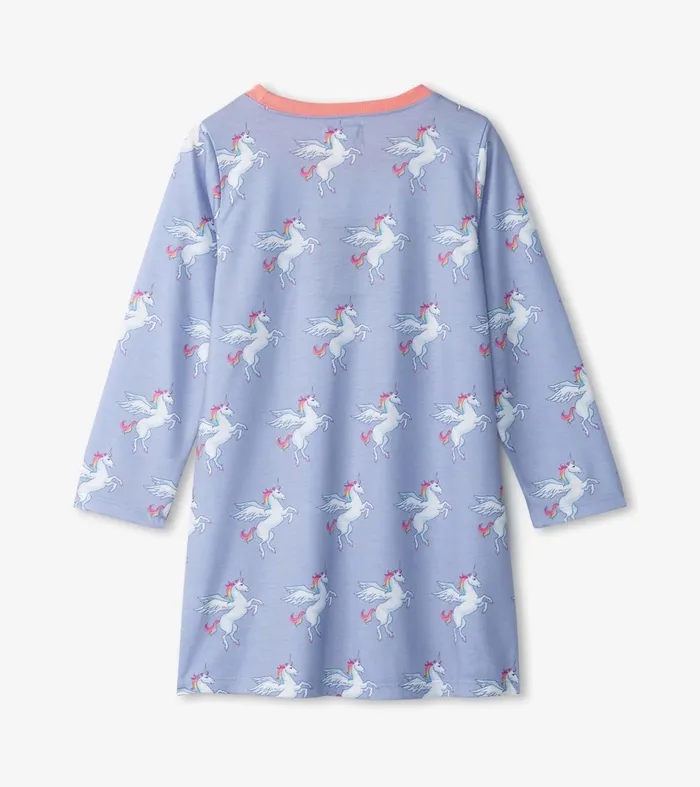 Hatley Sleepwear Girls Girls Rainbow Unicorn Long Sleeve Nightgown