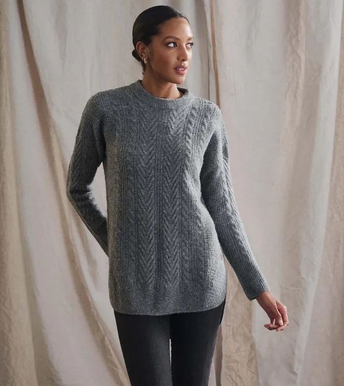 Hatley Sweaters Women Cable Knit Tunic 8211 Charcoal Heather