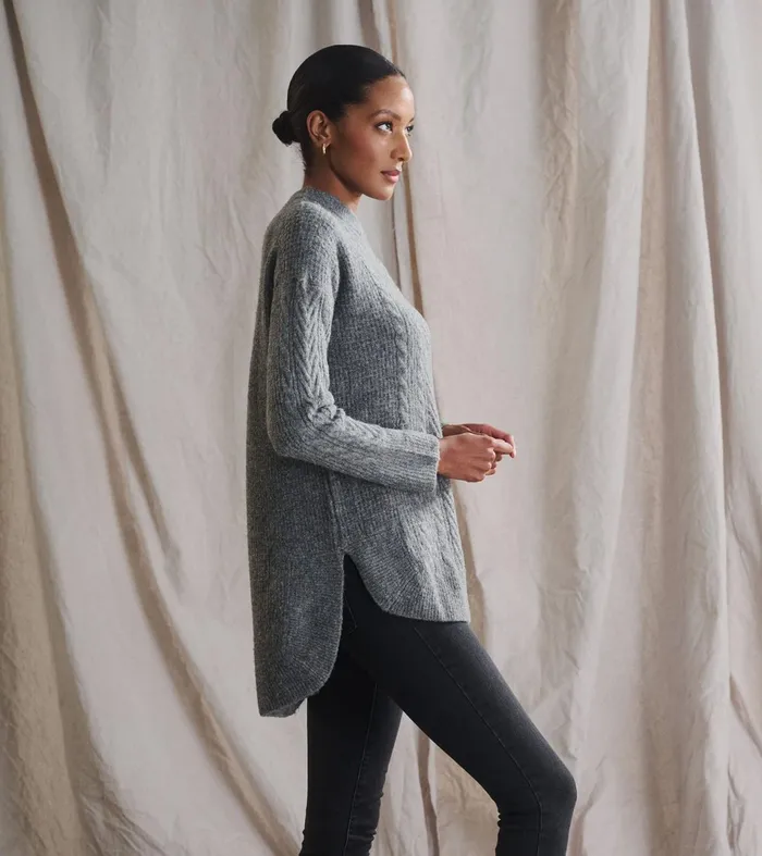 Hatley Sweaters Women Cable Knit Tunic 8211 Charcoal Heather