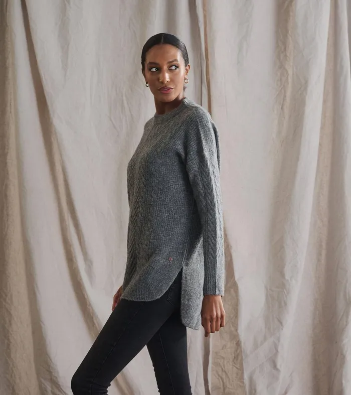 Hatley Sweaters Women Cable Knit Tunic 8211 Charcoal Heather