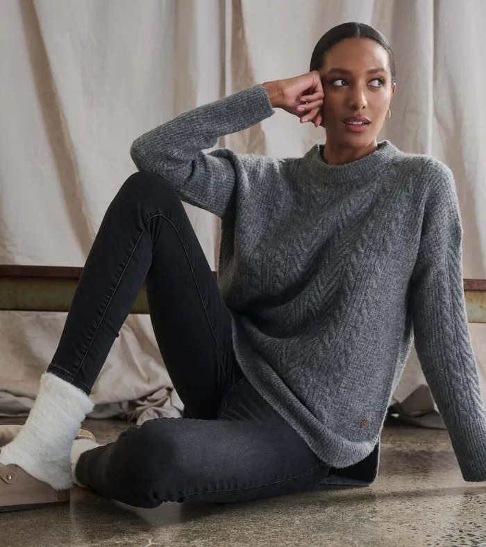 Hatley Sweaters Women Cable Knit Tunic 8211 Charcoal Heather