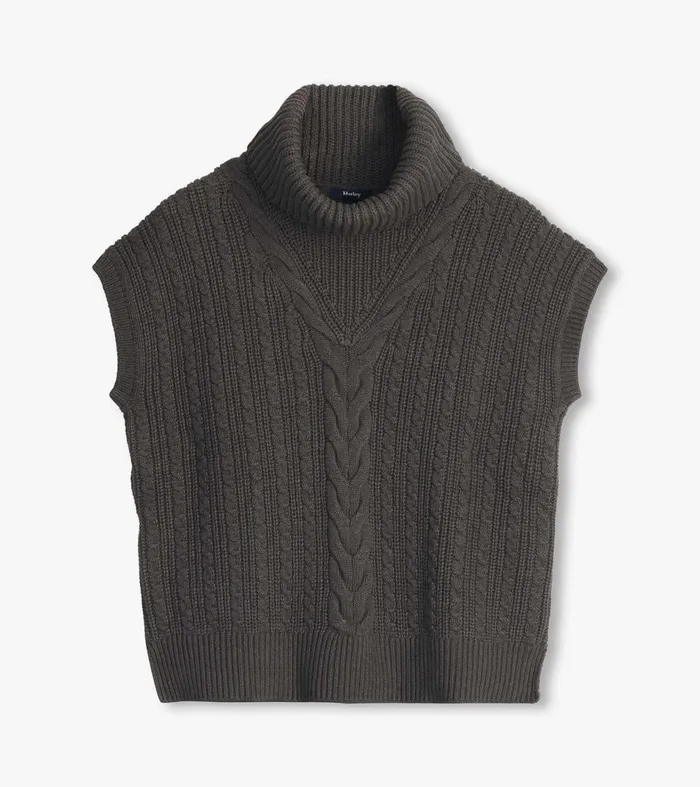 Hatley Sweaters Women Cable Knit Vest 8211 Charcoal Grey