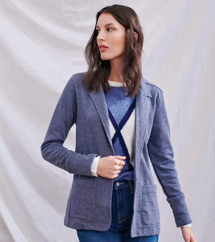 Hatley Sweaters Women Chelsea Knit Blazer 8211 Indigo Speckle