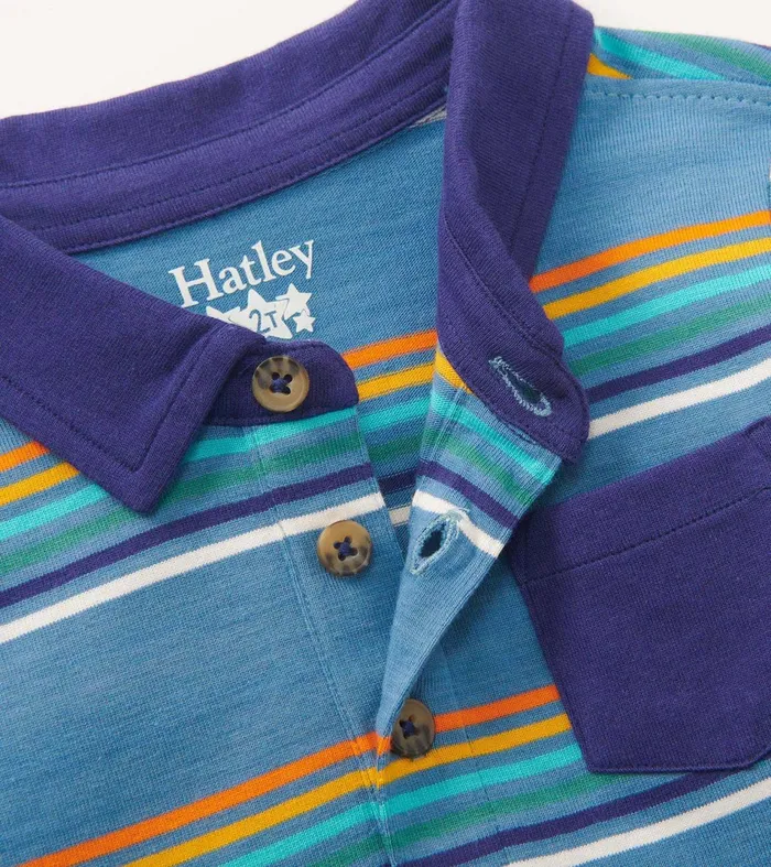 Hatley Tops Baby and Toddler Baby and Toddler Boys Bluestone Stripes Long Sleeve Polo TShirt