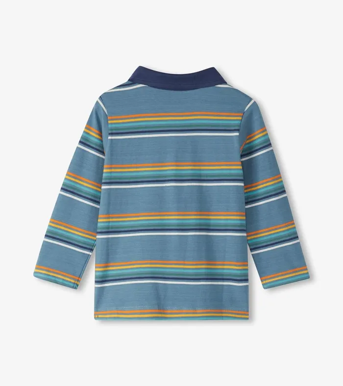 Hatley Tops Baby and Toddler Baby and Toddler Boys Bluestone Stripes Long Sleeve Polo TShirt