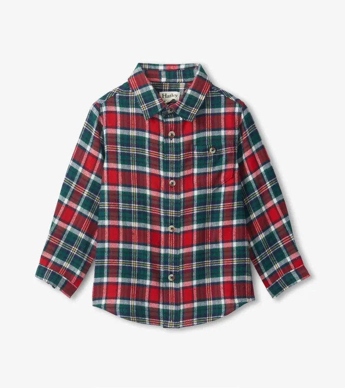 Hatley Tops Baby and Toddler Christmas Plaid Toddler Button Down Shirt