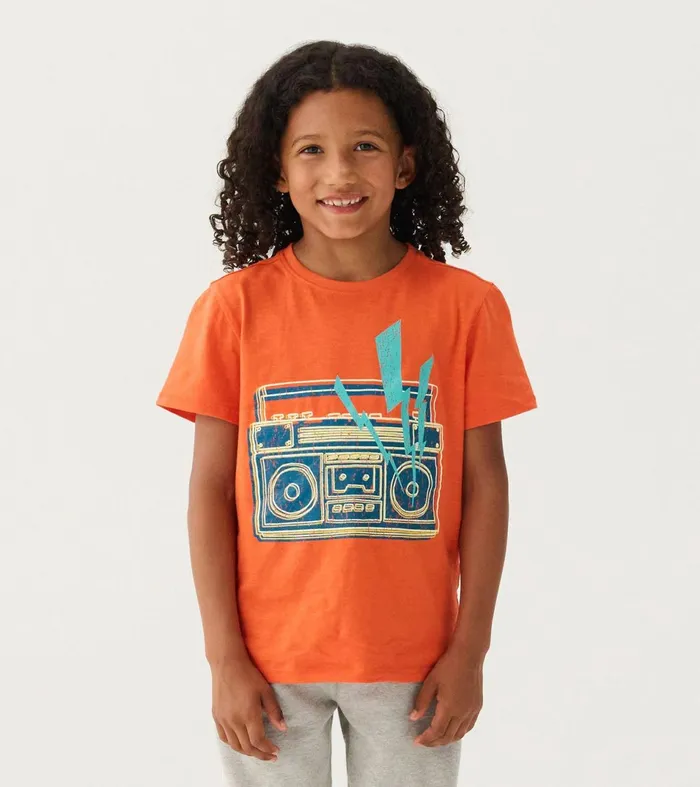 Hatley Tops Boys Boys Boombox Glow In The Dark Graphic Tee