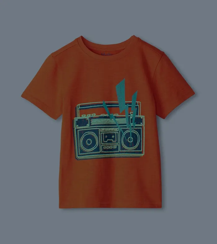 Hatley Tops Boys Boys Boombox Glow In The Dark Graphic Tee