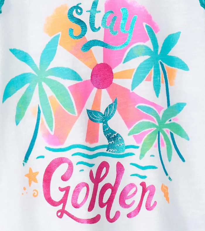 Hatley Tops Girls Girls Stay Golden Ruffle Sleeve Tank Top