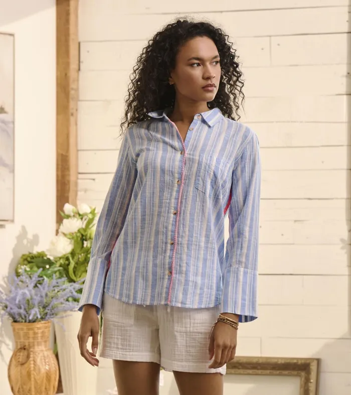 Hatley Tops Women Cindy Blouse 8211 Light Blue Stripes