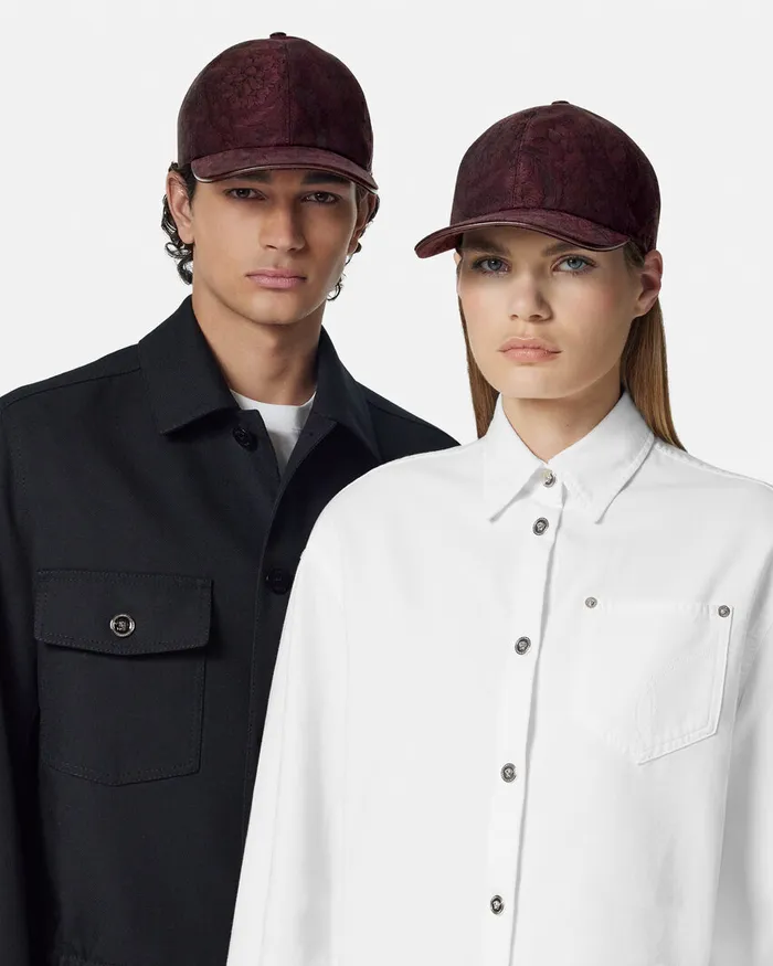 Hats and Caps WomenMen Versace Barocco Jacquard Baseball Cap Brown