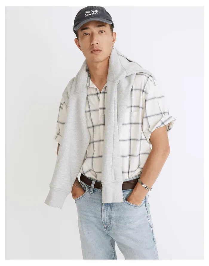 Hemp Cotton Popover Short Sleeve Shirt Vintage Linen Men Madewell Shirts