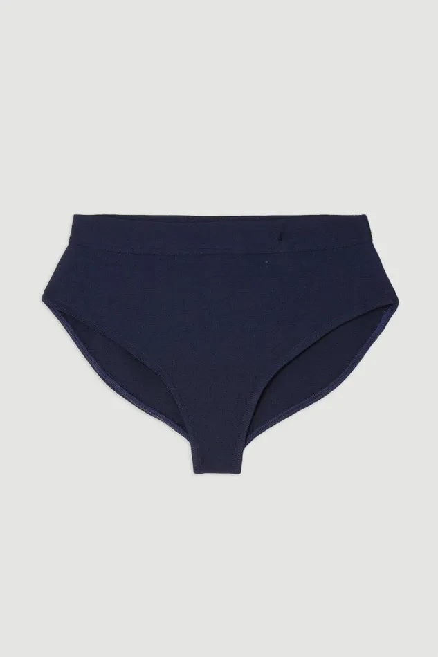 High Waisted Bandage Bikini Bottoms Navy Women Karen Millen Swimwear