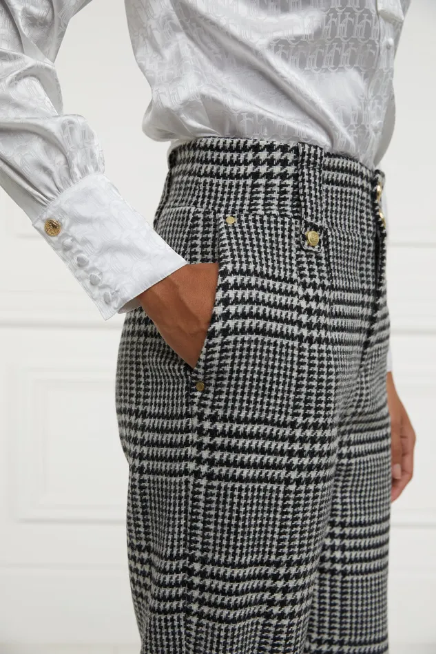 High Waisted Straight Trouser Large Scale Prince Of Wales Mono Women Holland Cooper Trousers High Waisted Straight Trouser Large Scale Prince Of Wales Mono Women Holland Cooper Trousers