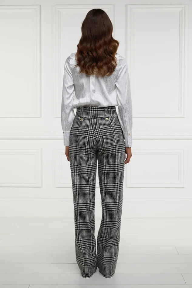 High Waisted Straight Trouser Large Scale Prince Of Wales Mono Women Holland Cooper Trousers High Waisted Straight Trouser Large Scale Prince Of Wales Mono Women Holland Cooper Trousers