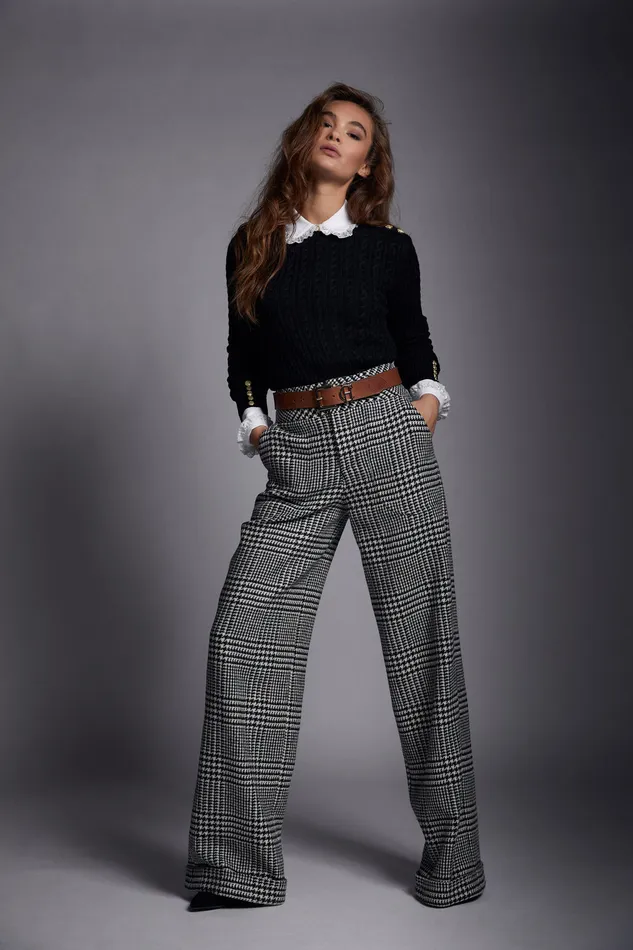 High Waisted Straight Trouser Large Scale Prince Of Wales Mono Women Holland Cooper Trousers High Waisted Straight Trouser Large Scale Prince Of Wales Mono Women Holland Cooper Trousers