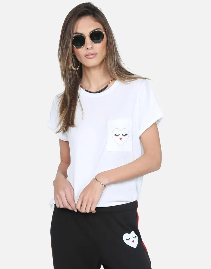 Iris Glam Heart Face White Women039s Lauren Moshi Short Sleeve
