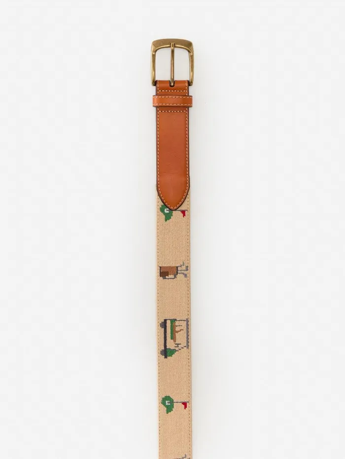 JMcLaughlin Belts Men Needlepoint Belt In Golf Khaki JMcLaughlin Belts Men Needlepoint Belt In Golf Khaki