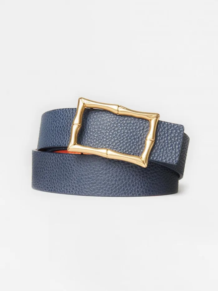 JMcLaughlin Belts Women Lina Reversible Leather Belt Navyorange