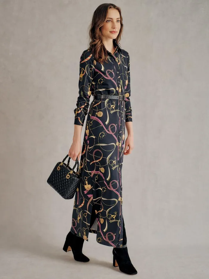 JMcLaughlin Dresses Women Amory Maxi Dress In Neo Sinclair Heraldic Blackpurple