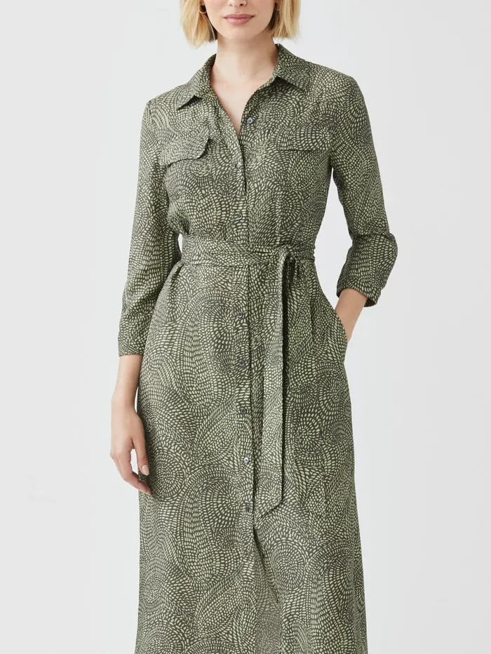 JMcLaughlin Dresses Women Freda Dress In Ink Dot Olivegreen JMcLaughlin Dresses Women Freda Dress In Ink Dot Olivegreen