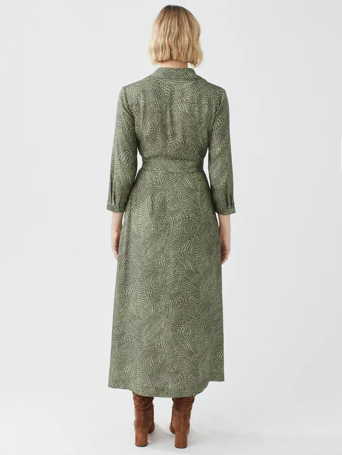 JMcLaughlin Dresses Women Freda Dress In Ink Dot Olivegreen JMcLaughlin Dresses Women Freda Dress In Ink Dot Olivegreen