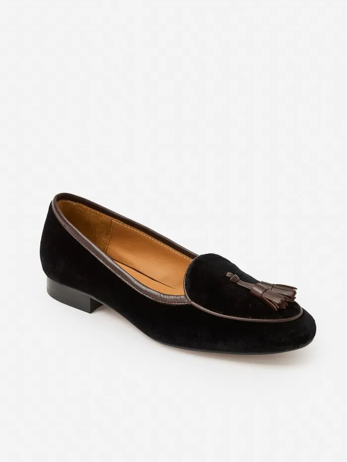 JMcLaughlin Flats Women Cecily Velvet Loafers Black