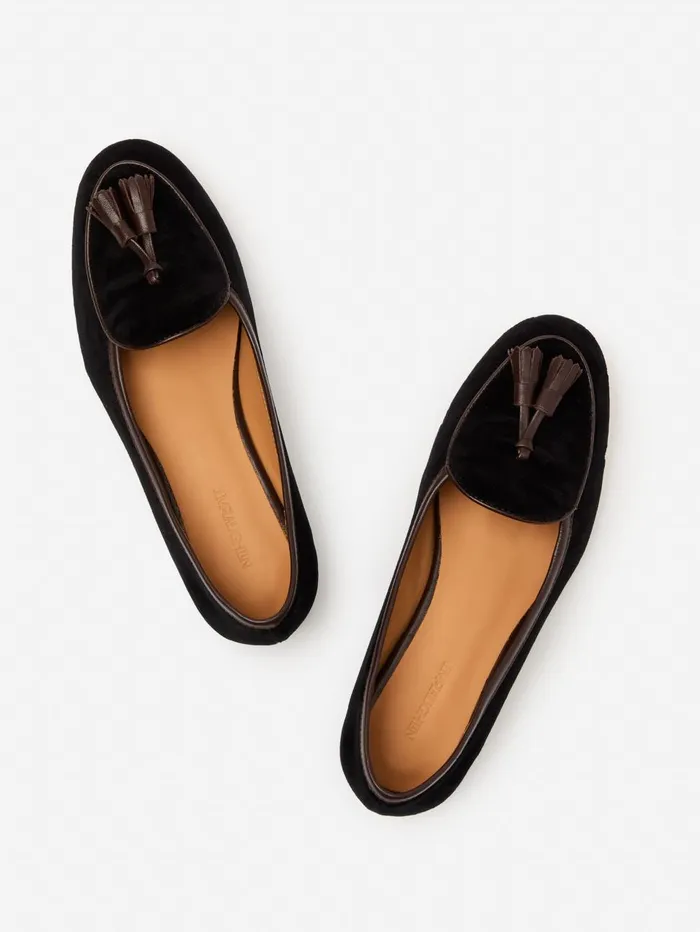 JMcLaughlin Flats Women Cecily Velvet Loafers Black