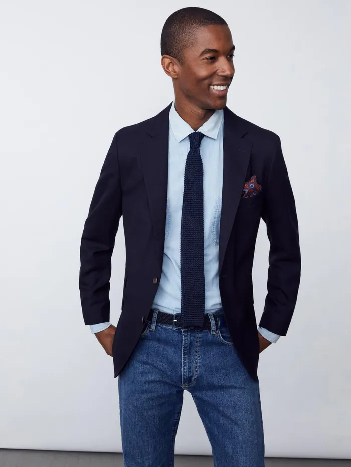 JMcLaughlin Jackets and Outerwear Men Suffolk 3Season Blazer Dark Navy