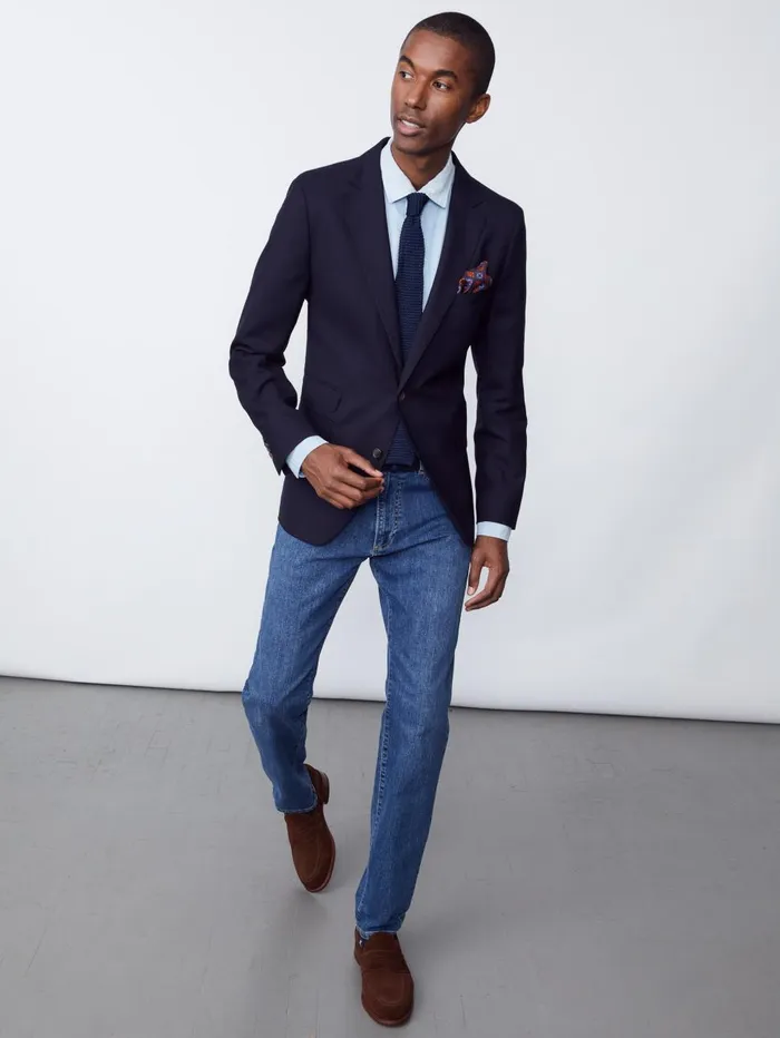 JMcLaughlin Jackets and Outerwear Men Suffolk 3Season Blazer Dark Navy