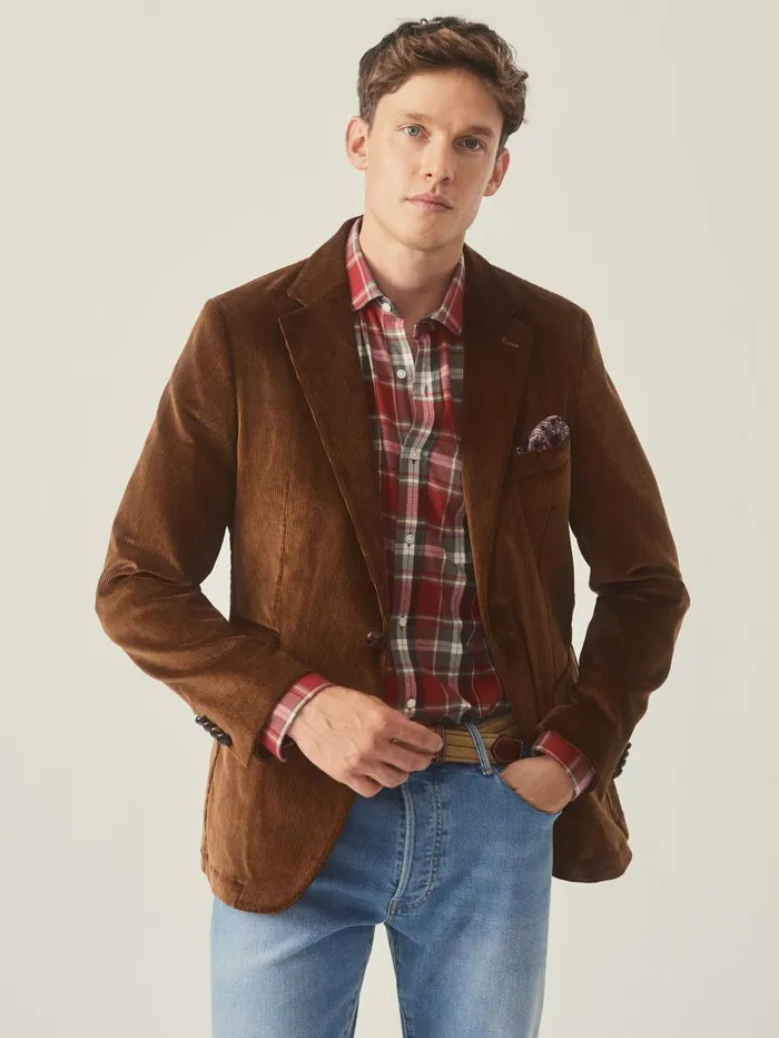 JMcLaughlin Jackets and Outerwear Men Suffolk Corduroy Sport Coat Tan