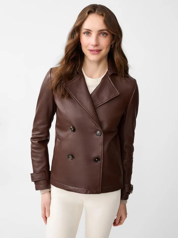 JMcLaughlin Jackets and Outerwear Women Saskia Leather Jacket Chocolate JMcLaughlin Jackets and Outerwear Women Saskia Leather Jacket Chocolate