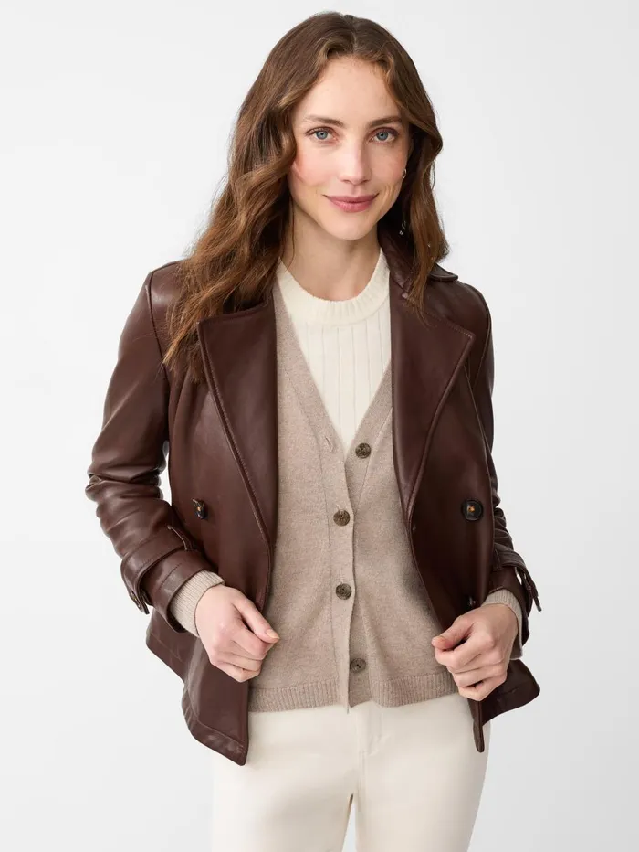 JMcLaughlin Jackets and Outerwear Women Saskia Leather Jacket Chocolate JMcLaughlin Jackets and Outerwear Women Saskia Leather Jacket Chocolate