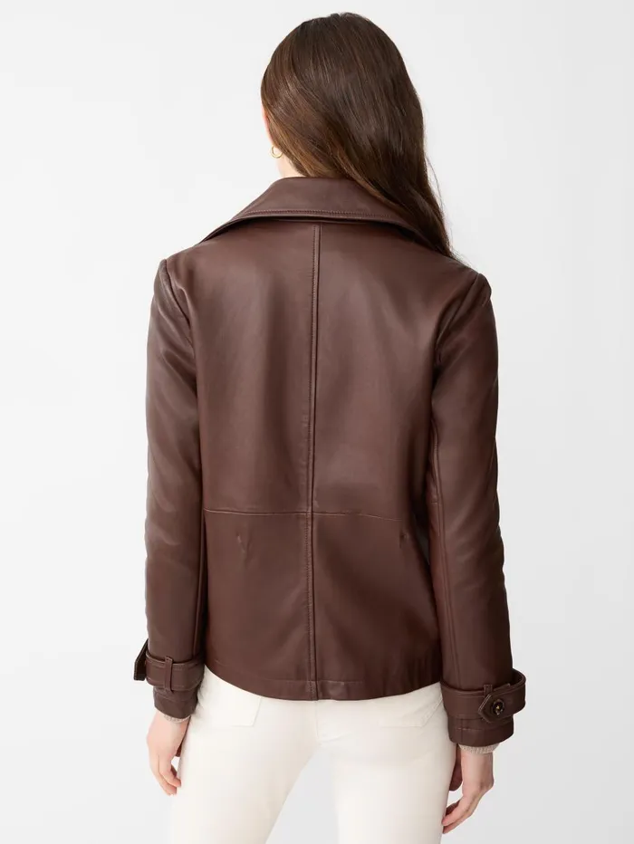 JMcLaughlin Jackets and Outerwear Women Saskia Leather Jacket Chocolate JMcLaughlin Jackets and Outerwear Women Saskia Leather Jacket Chocolate