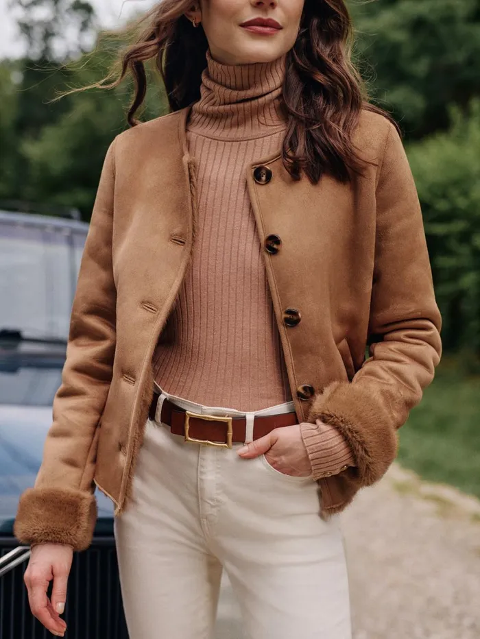 JMcLaughlin Jackets and Outerwear Women Telluride Faux Suede Jacket Sand JMcLaughlin Jackets and Outerwear Women Telluride Faux Suede Jacket Sand