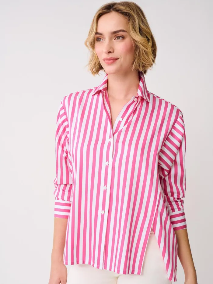 JMcLaughlin Shirts and Tops Women Alexis Shirt In Stripe Fuchsiawhite
