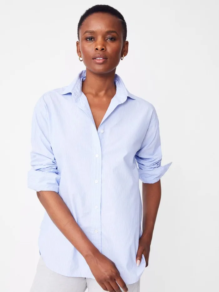 JMcLaughlin Shirts and Tops Women Finn Shirt In Stripe Sky Bluewhite JMcLaughlin Shirts and Tops Women Finn Shirt In Stripe Sky Bluewhite