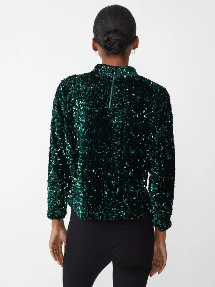 JMcLaughlin Shirts and Tops Women Leeza Sequin Top Emerald Green