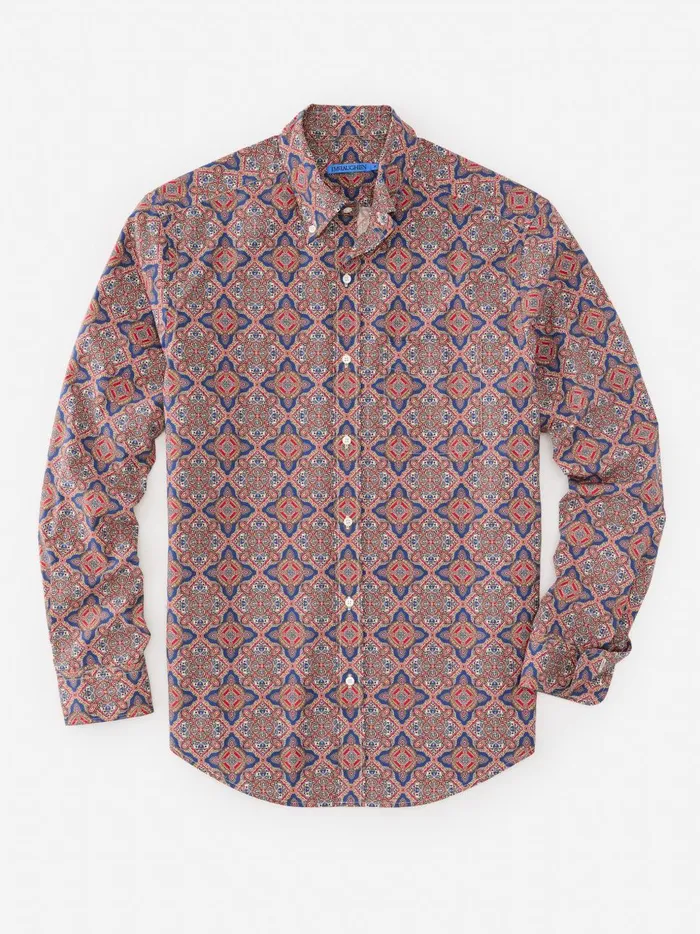 JMcLaughlin Shirts Men Collis Classic Fit Shirt In Mini Paisley Tile Navybrown JMcLaughlin Shirts Men Collis Classic Fit Shirt In Mini Paisley Tile Navybrown