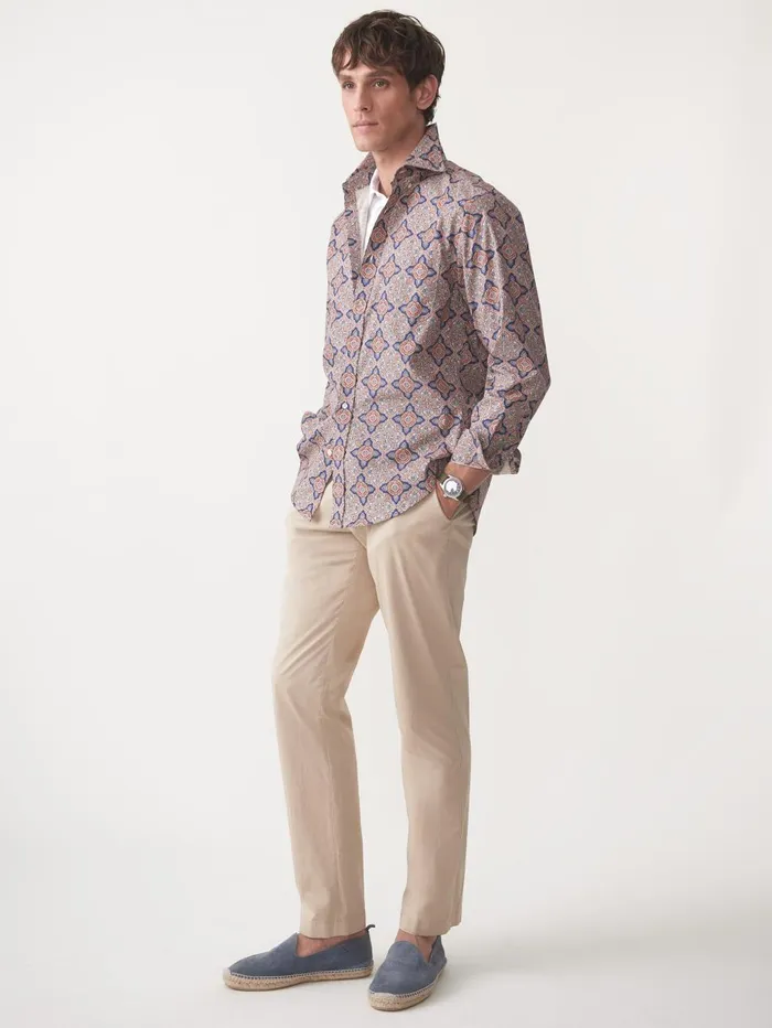 JMcLaughlin Shirts Men Collis Classic Fit Shirt In Mini Paisley Tile Navybrown JMcLaughlin Shirts Men Collis Classic Fit Shirt In Mini Paisley Tile Navybrown