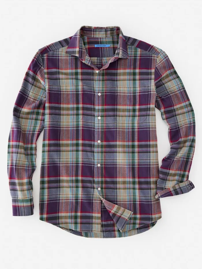 JMcLaughlin Shirts Men Dobson Classic Fit Flannel Shirt In Plaid Navyblueburgundy JMcLaughlin Shirts Men Dobson Classic Fit Flannel Shirt In Plaid Navyblueburgundy