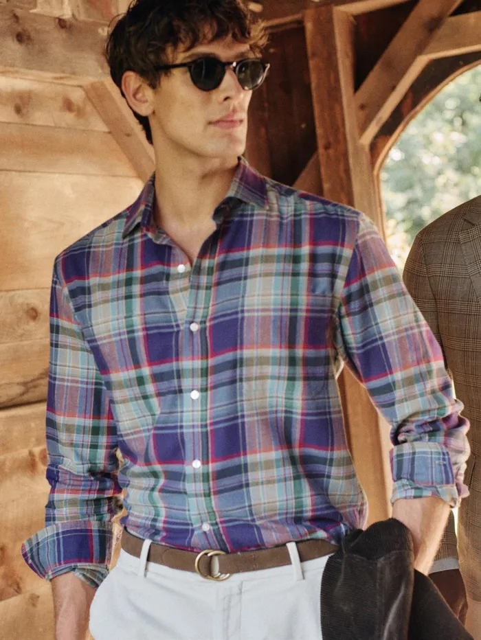 JMcLaughlin Shirts Men Dobson Classic Fit Flannel Shirt In Plaid Navyblueburgundy JMcLaughlin Shirts Men Dobson Classic Fit Flannel Shirt In Plaid Navyblueburgundy
