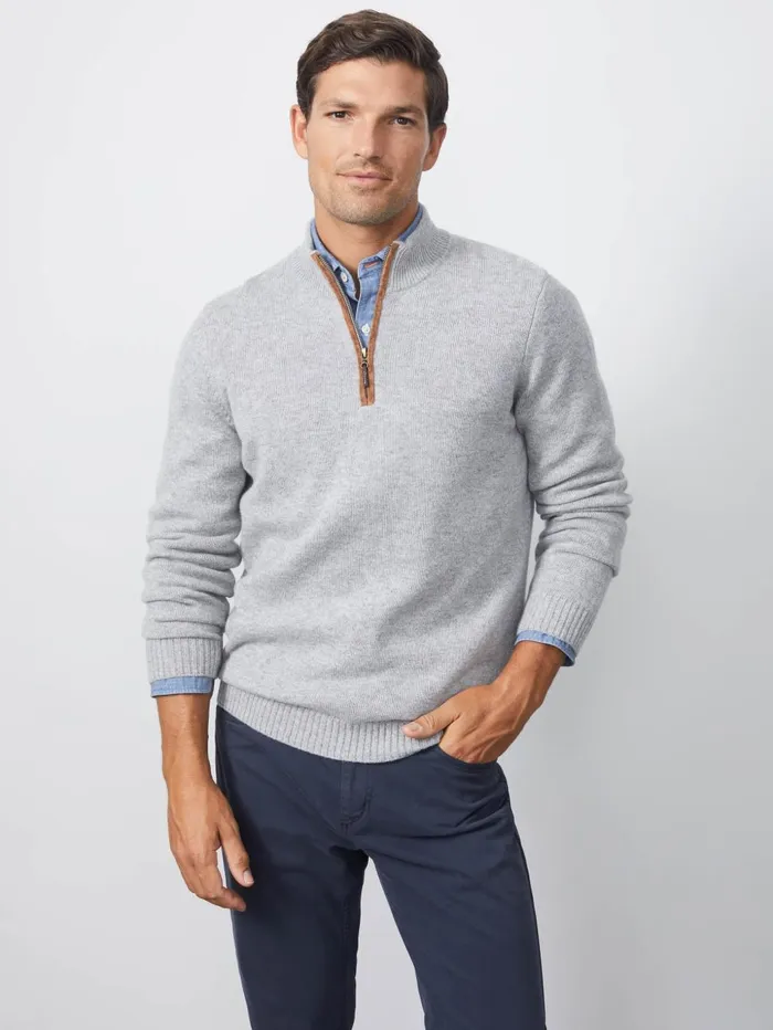 JMcLaughlin Sweaters Men Tate Cashmere Sweater Light Gray