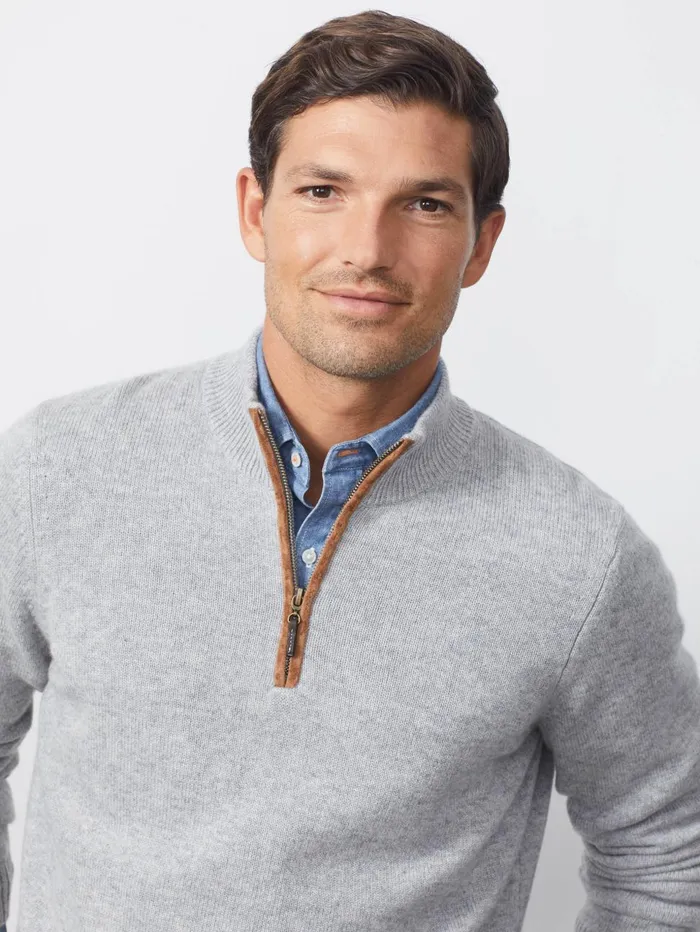 JMcLaughlin Sweaters Men Tate Cashmere Sweater Light Gray