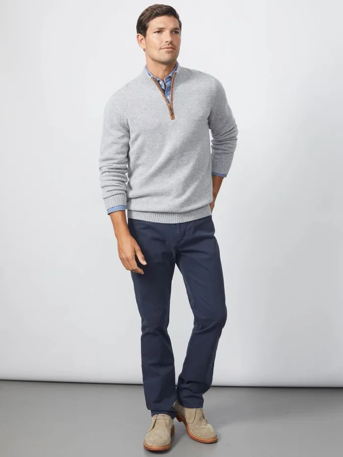 JMcLaughlin Sweaters Men Tate Cashmere Sweater Light Gray