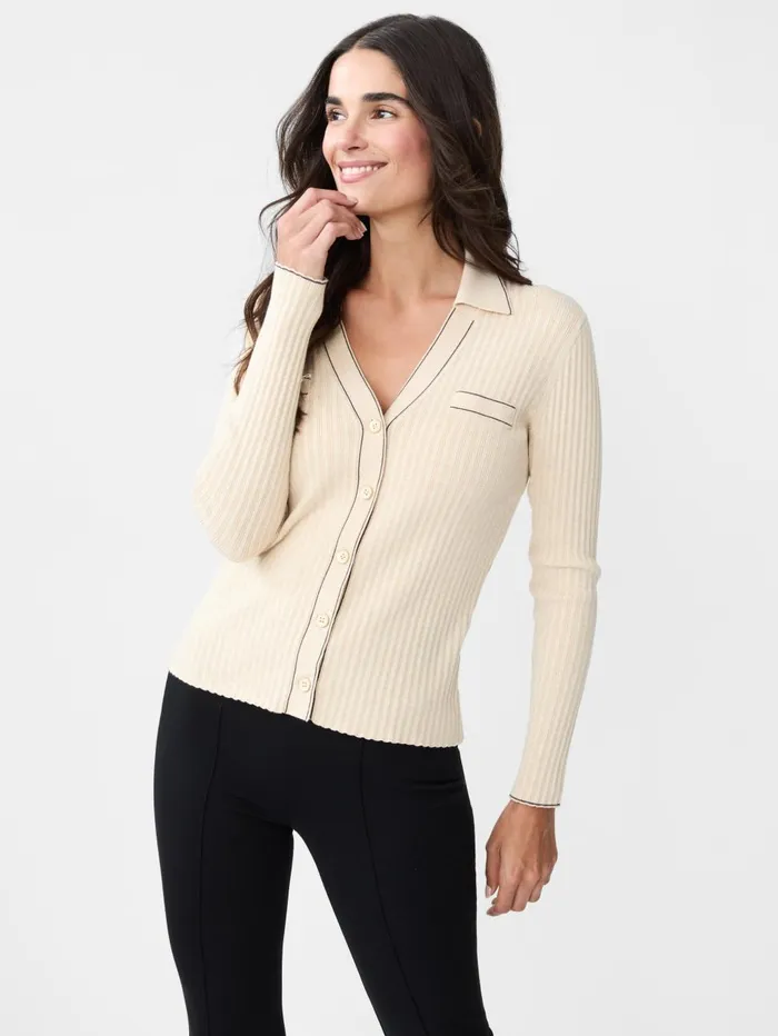 JMcLaughlin Sweaters Women Laine Cardigan Heather Oatmeal