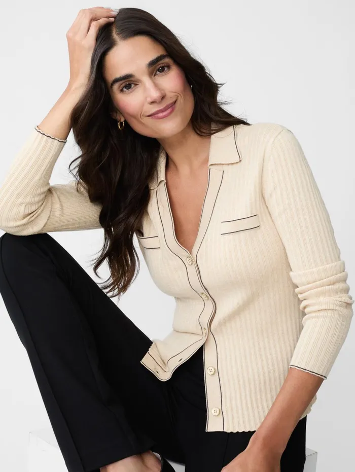 JMcLaughlin Sweaters Women Laine Cardigan Heather Oatmeal