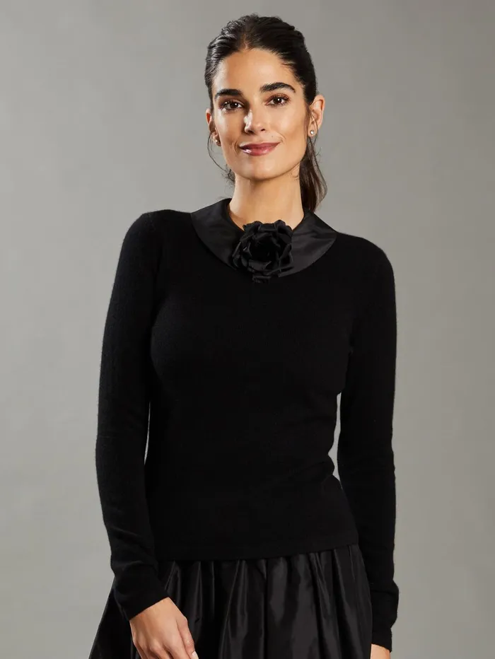 JMcLaughlin Sweaters Women Lucy Cashmere Sweater RSVP X Steven Stolman Black