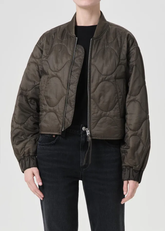 Jackets and Outerwear Women Agolde Shoreditch Ski Club X AGOLDE Iona Quilted Jacket Olive